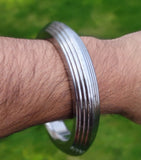 Sikh Kara Sarbloh Kada Pure Iron Lines Design Heavy Khalsa Warrior Bangle OG11