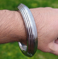 Sikh Kara Sarbloh Kada Pure Iron Lines Design Heavy Khalsa Warrior Bangle OG11