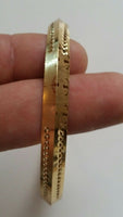 NEW Gold Plated Laser Engraved Khandas Sikh Singh Khalsa Kara Bangle Kada D9