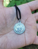 Sikh Ek Onkar Khanda Legend Pendant Silver Plated black Dori Unisex Necklace LL5