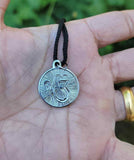 Sikh Ek Onkar Khanda Legend Pendant Silver Plated black Dori Unisex Necklace LL5