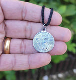 Sikh Ek Onkar Khanda Legend Pendant Silver Plated black Dori Unisex Necklace LL5
