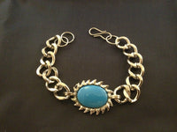 SALMAN KHAN Movie KICK Style Stunning Steel Curb ChainTurquoise Bracelet X-MAS