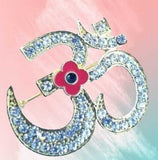 Stunning Diamonte Gold Plated Indian OMPoppy Hindu British India Brooch Pin