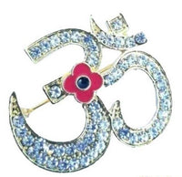 Stunning Diamonte Gold Plated Indian OMPoppy Hindu British India Brooch Pin