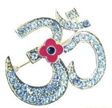 Stunning Diamonte Gold Plated Indian OMPoppy Hindu British India Brooch Pin