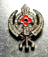 Stunning Diamonte Black Gun Metal SIKH KhandaPoppy Singh Kaur Khalsa Brooch Pin