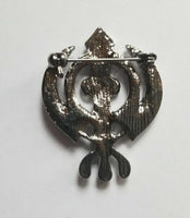 Stunning Diamonte Black Gun Metal SIKH KhandaPoppy Singh Kaur Khalsa Brooch Pin