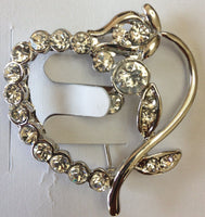 Elegant & Stylish Stunning Diamonte Silver plated Open Heart Love Brooch Pin