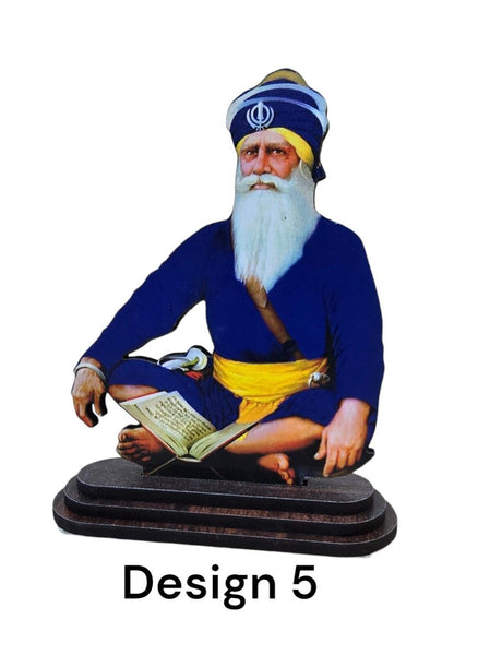 Sikh Wood Carved Photo Guru Nanak Gobind Singh Baba Deep Singh Car Dashboard New OHG