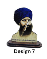 Sikh Wood Carved Photo Guru Nanak Gobind Singh Baba Deep Singh Car Dashboard New OHG