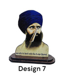 Sikh Wood Carved Photo Guru Nanak Gobind Singh Baba Deep Singh Car Dashboard New OHG