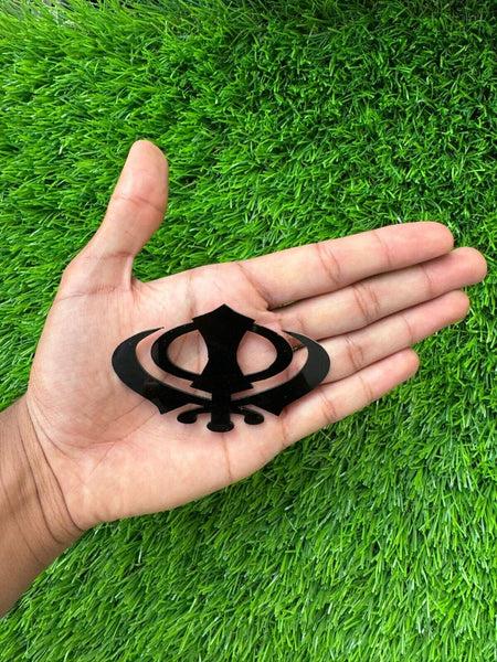 Sikh Acrylic Khanda Sticker Black Punjabi Singh Kaur Khalsa adhesive back OK4