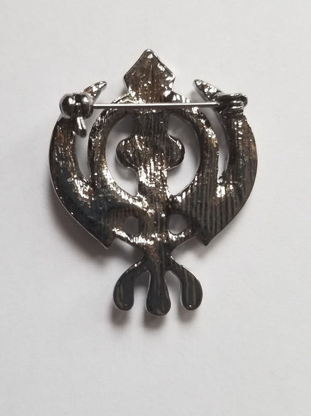 Stunning Diamonte Black Gun Metal Vintage Affect SIKH Rememberance Day Poppy