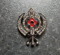 Stunning Diamonte Black Gun Metal Vintage Affect SIKH Rememberance Day Poppy
