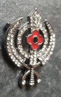 Stunning Diamonte Black Gun Metal Vintage Affect SIKH Rememberance Day Poppy