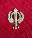 Sikh Khanda Brooch Gold Plated Cake Pin Singh Kaur Turban Dumala Parna Suit Saree New