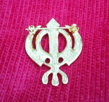 Sikh Khanda Brooch Gold Plated Cake Pin Singh Kaur Turban Dumala Parna Suit Saree New