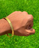 Sikh Khanda Kara Laser Engraved Gold Plated Bangle Smooth Kada Singh Kaur S33