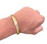 Sikh Khanda Kara Laser Engraved Gold Plated Bangle Edged Kada Singh Kaur S31 NEW