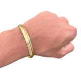 Sikh Khanda Kara Laser Engraved Gold Plated Bangle Edged Kada Singh Kaur S31 NEW
