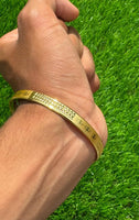 Sikh Khanda Kara Laser Engraved Gold Plated Bangle Smooth Kada Singh Kaur S33