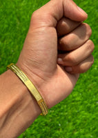 Sikh Khanda Kara Laser Engraved Gold Plated Bangle Smooth Kada Singh Kaur S33