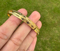 Sikh Khanda Kara Laser Engraved Gold Plated Bangle Edged Kada Singh Kaur S31 NEW