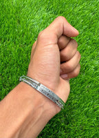 Sikh Khanda Kara Laser Engraved Silver Plated Bangle Edged Kada Singh Kaur S32