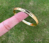 Sikh Khanda Kara Laser Engraved Gold Plated Bangle Edged Kada Singh Kaur S31 NEW
