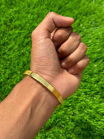 Sikh Khanda Kara Laser Engraved Gold Plated Bangle Smooth Kada Singh Kaur S33