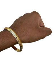 Sikh Khanda Kara Laser Engraved Gold Plated Bangle Edged Kada Singh Kaur S31 NEW