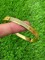Sikh Khanda Kara Laser Engraved Gold Plated Bangle Smooth Kada Singh Kaur S33