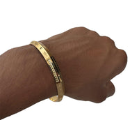 Sikh Khanda Kara Laser Engraved Gold Plated Bangle Edged Kada Singh Kaur S31 NEW