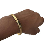 Sikh Khanda Kara Laser Engraved Gold Plated Bangle Edged Kada Singh Kaur S31 NEW