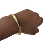 Sikh Khanda Kara Laser Engraved Gold Plated Bangle Edged Kada Singh Kaur S31 NEW