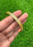 Sikh Khanda Kara Laser Engraved Gold Plated Bangle Smooth Kada Singh Kaur S33