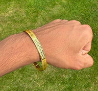 Sikh Khanda Kara Laser Engraved Gold Plated Bangle Smooth Kada Singh Kaur S33