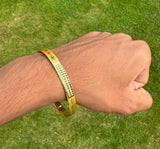 Sikh Khanda Kara Laser Engraved Gold Plated Bangle Smooth Kada Singh Kaur S33