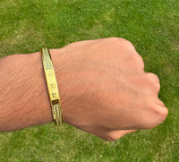 Sikh Khanda Kara Laser Engraved Gold Plated Bangle Smooth Kada Singh Kaur S33