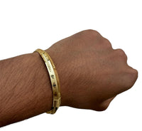 Sikh Khanda Kara Laser Engraved Gold Plated Bangle Edged Kada Singh Kaur S31 NEW