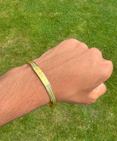 Sikh Khanda Kara Laser Engraved Gold Plated Bangle Smooth Kada Singh Kaur S33