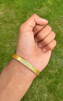 Sikh Khanda Kara Laser Engraved Gold Plated Bangle Smooth Kada Singh Kaur S33