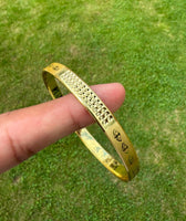 Sikh Khanda Kara Laser Engraved Gold Plated Bangle Smooth Kada Singh Kaur S33