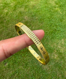 Sikh Khanda Kara Laser Engraved Gold Plated Bangle Smooth Kada Singh Kaur S33
