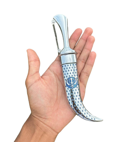 Stainless Steel Kirpan Sikh Siri Sahib Singh Diamond Design Khanda Engraved F32