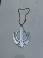 Sikh Steel Khanda Singh Kaur Pendant Punjabi Car Mirror Hanger Ball Chain F33