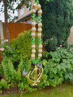 Gold Plated Khanda Beaded Mala Pendant Sikh Singh Kaur Car Mirror Hanger F37 NEW