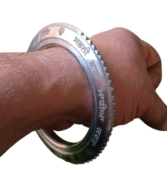 Sarbloh Kara Gurmukhi Bangle Sabhni Challa Maria Chakri Cut Kada Sikh Iron CC37