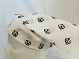 White Khanda Bandana Rumal Sikh Head Wrap Cotton Punjabi Singh Kaur Khalsa Hanky